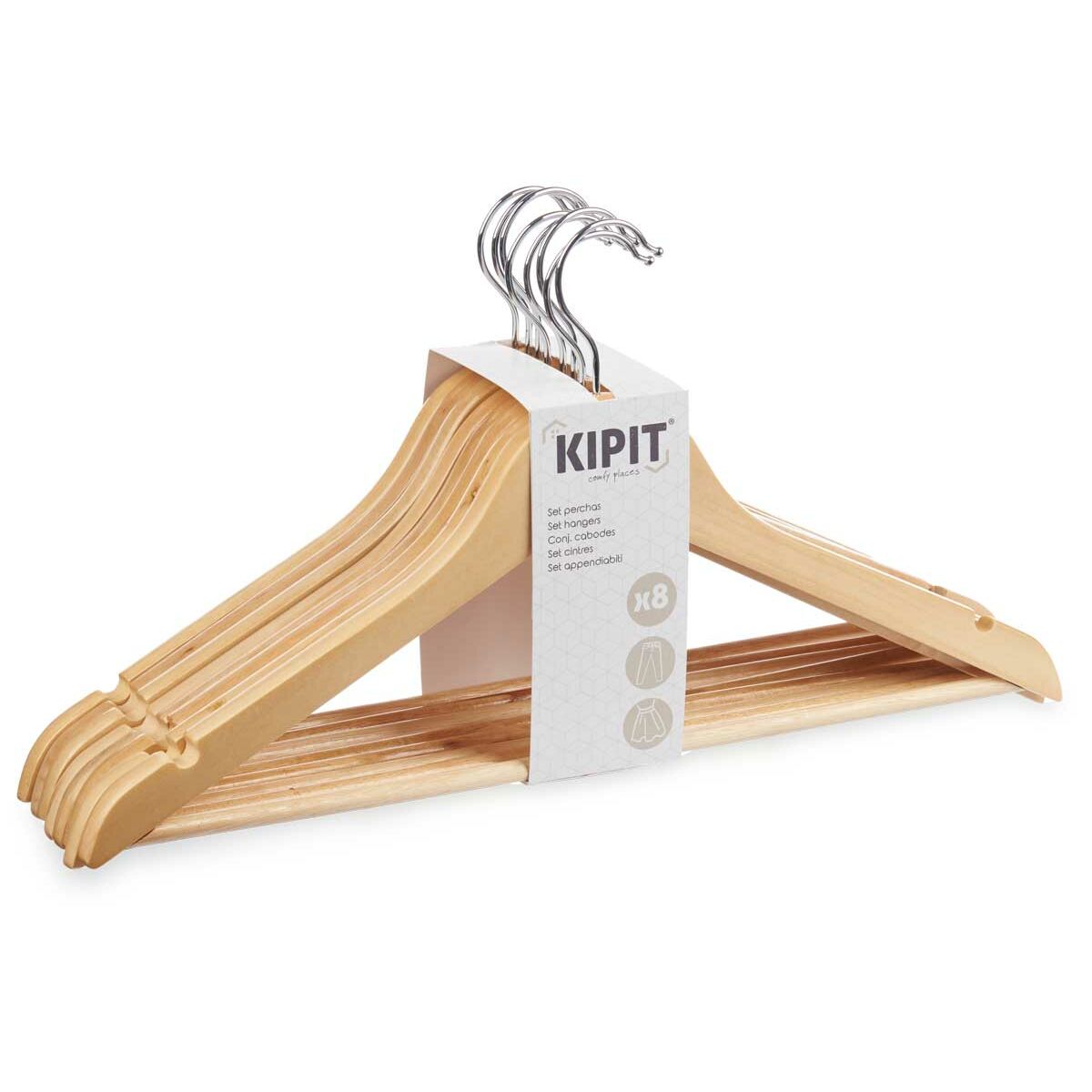 Set di Grucce 44,5 x 1,2 x 23 cm Marrone Legno Metallo (8 Unità)