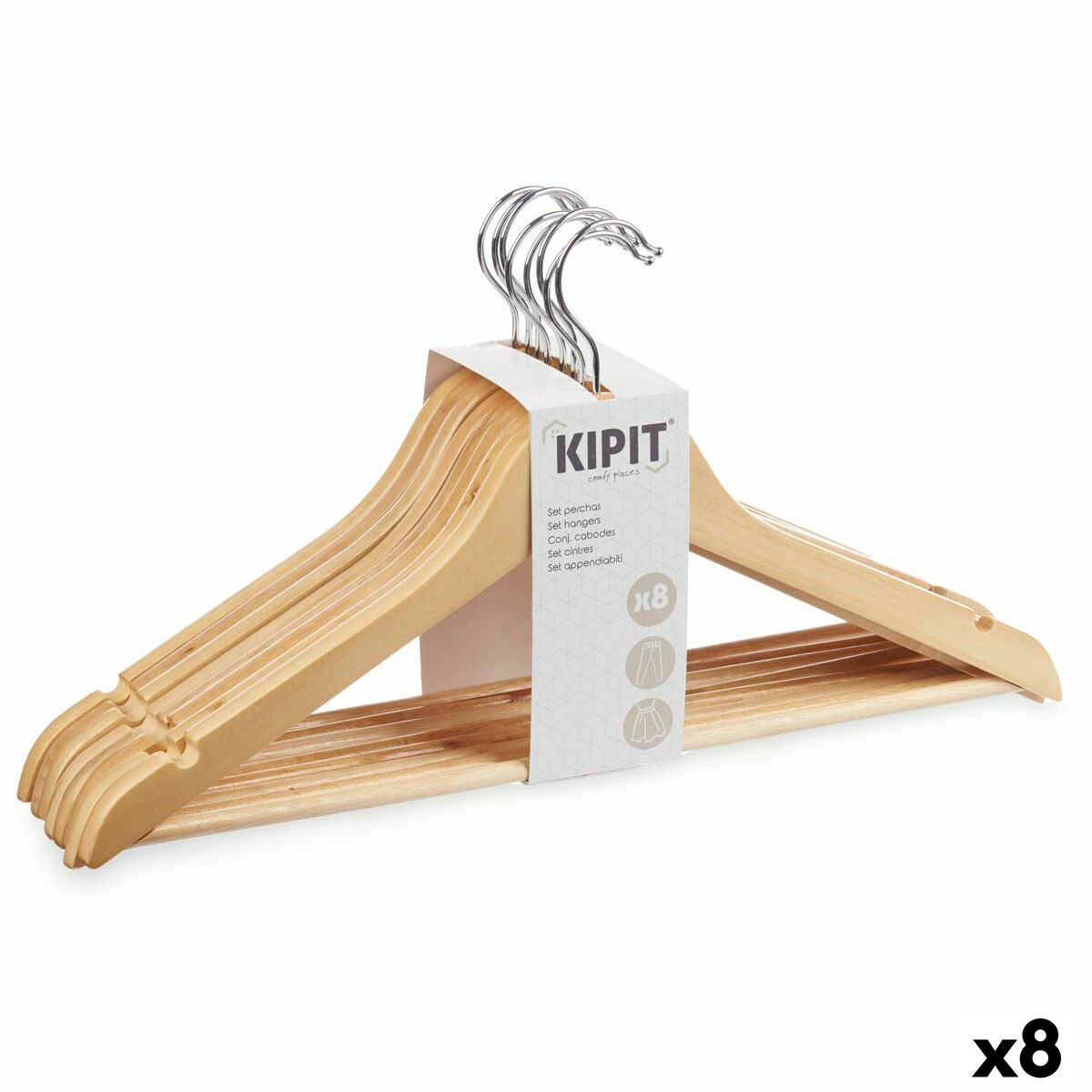 Set di Grucce 44,5 x 1,2 x 23 cm Marrone Legno Metallo (8 Unità)