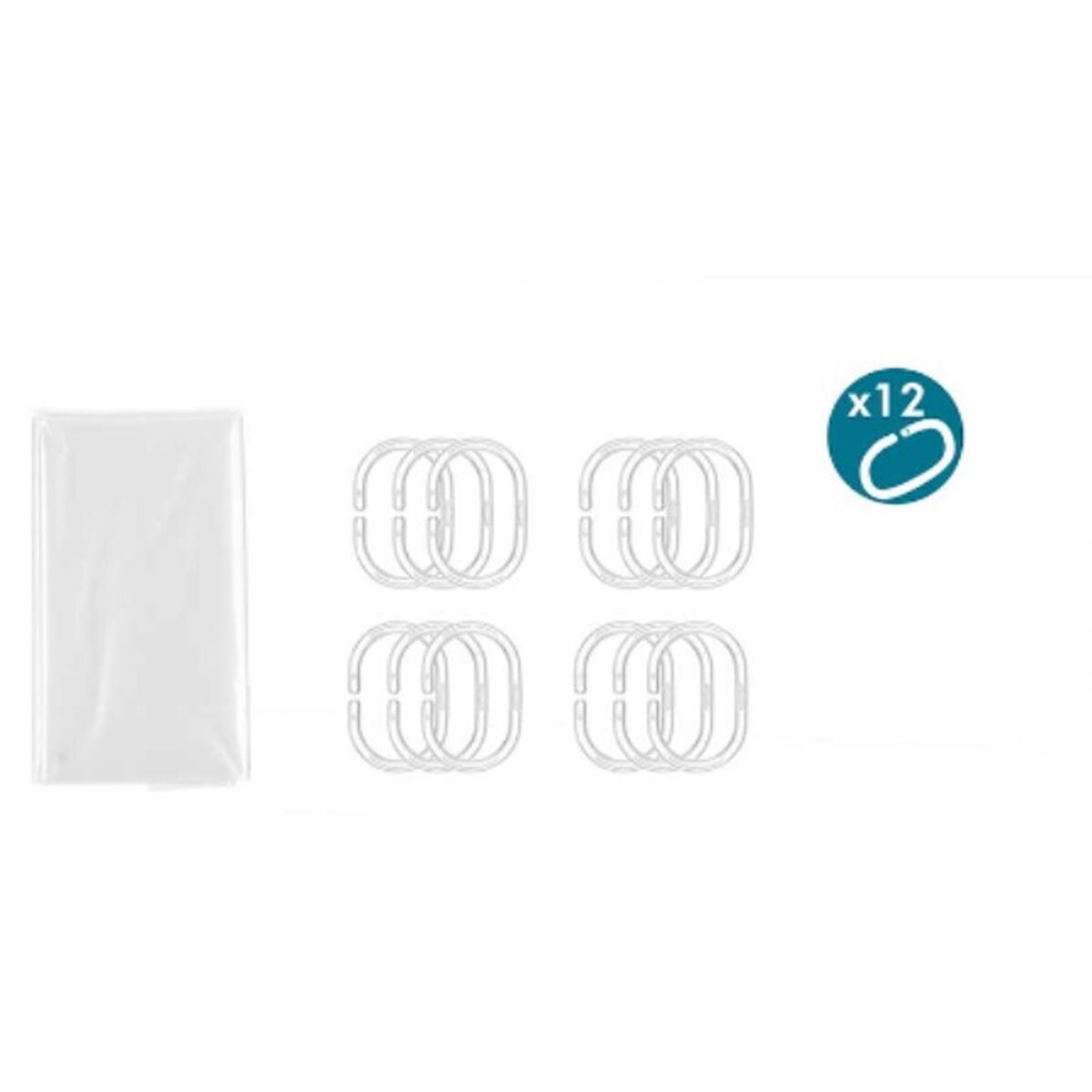 Tenda da Doccia 180 x 180 cm Plastica PEVA Trasparente (12 Unità)