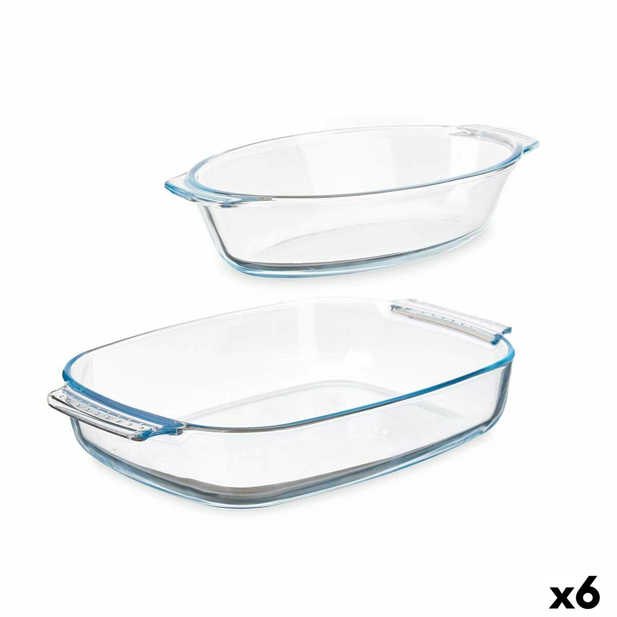 Set di Vassoi Trasparente Vetro Borosilicato 700 ml 2 L (6 Unità)