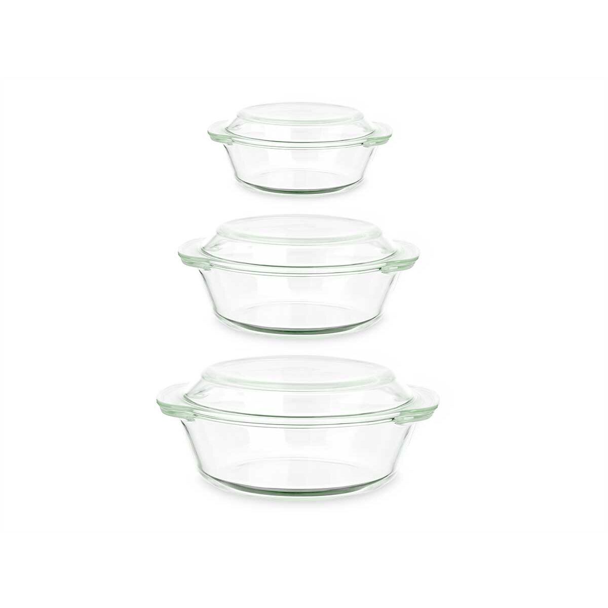 Casseruole Set Vetro Borosilicato Trasparente 700 ml 1 L 1,5 L (4 Unità)