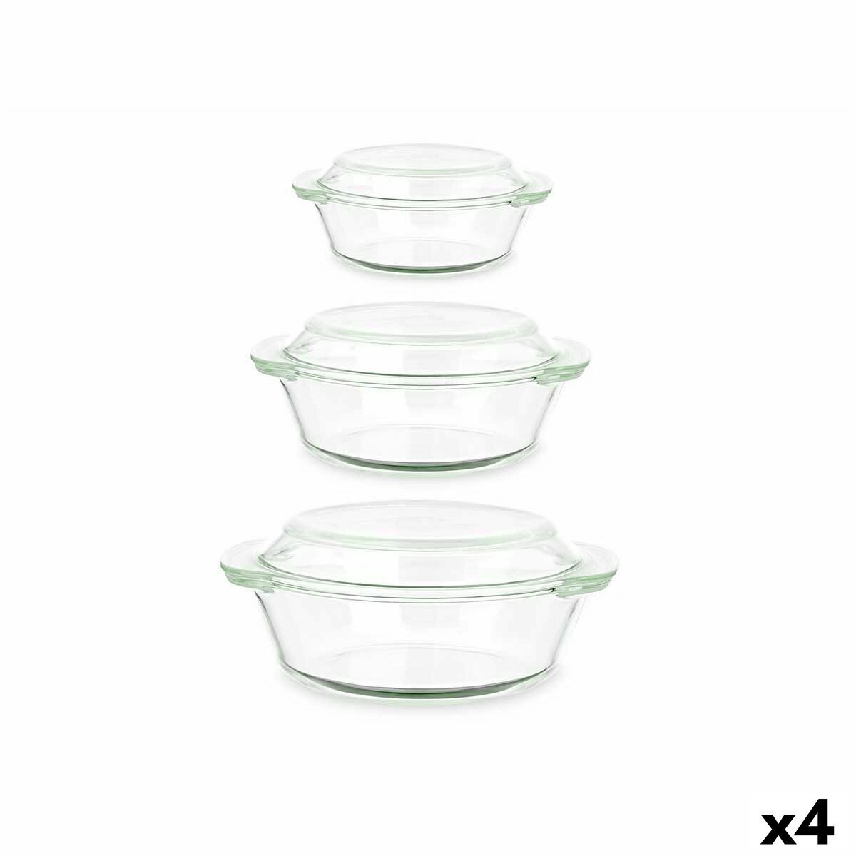 Casseruole Set Vetro Borosilicato Trasparente 700 ml 1 L 1,5 L (4 Unità)