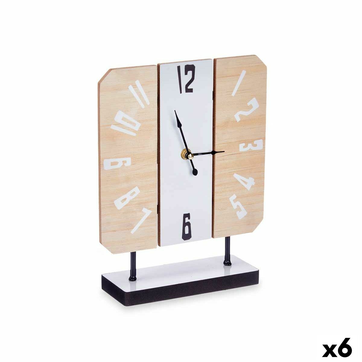 Orologio da Tavolo Bianco Metallo Legno MDF 22 x 28 x 7 cm (6 Unità)