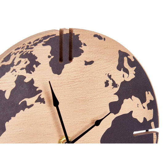 Orologio da Tavolo Mappamondo Nero Metallo Legno MDF 22,5 x 30,5 x 12 cm (6 Unità)