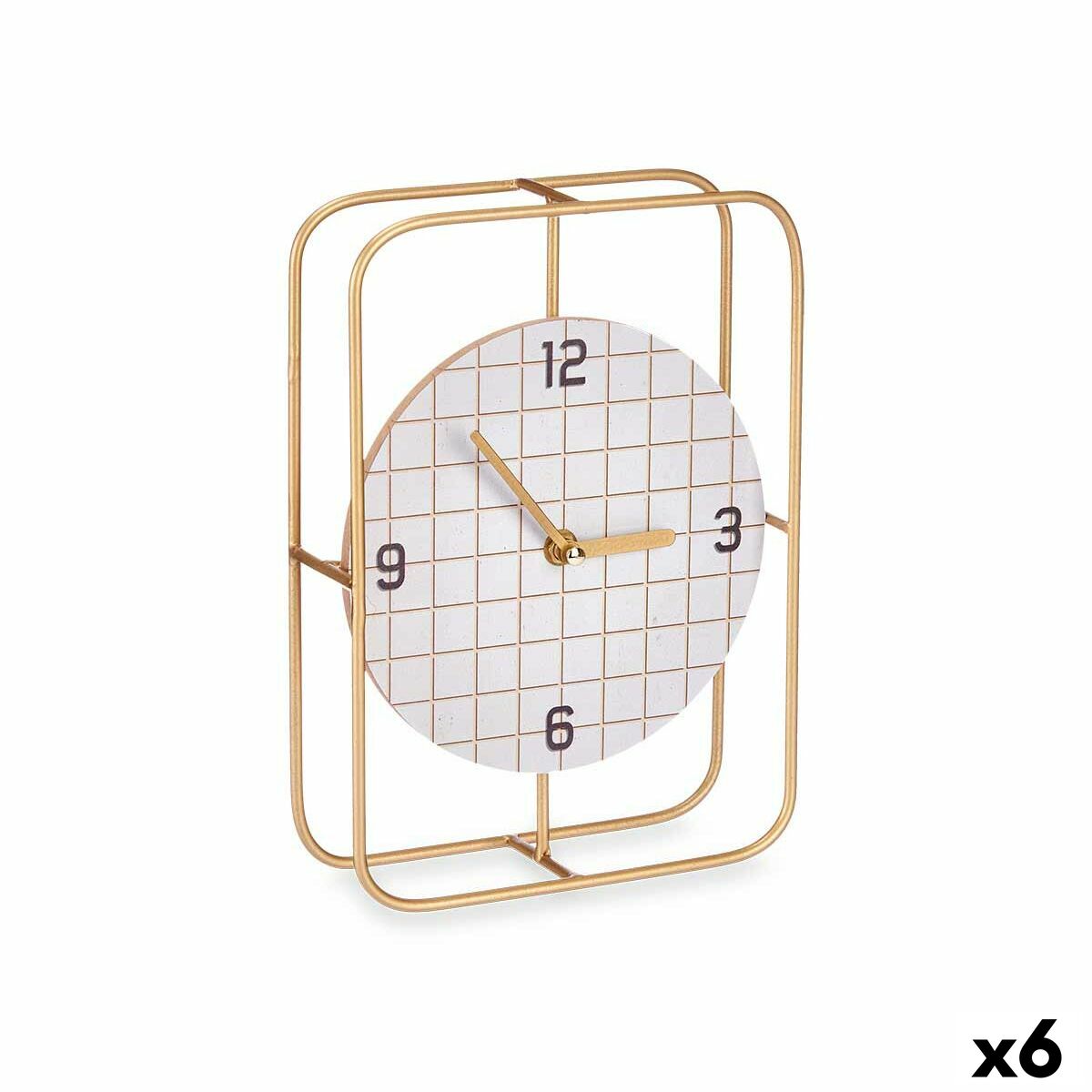 Orologio da Tavolo A quadri Nero Metallo Legno MDF 18,5 x 25,5 x 6 cm (6 Unità)