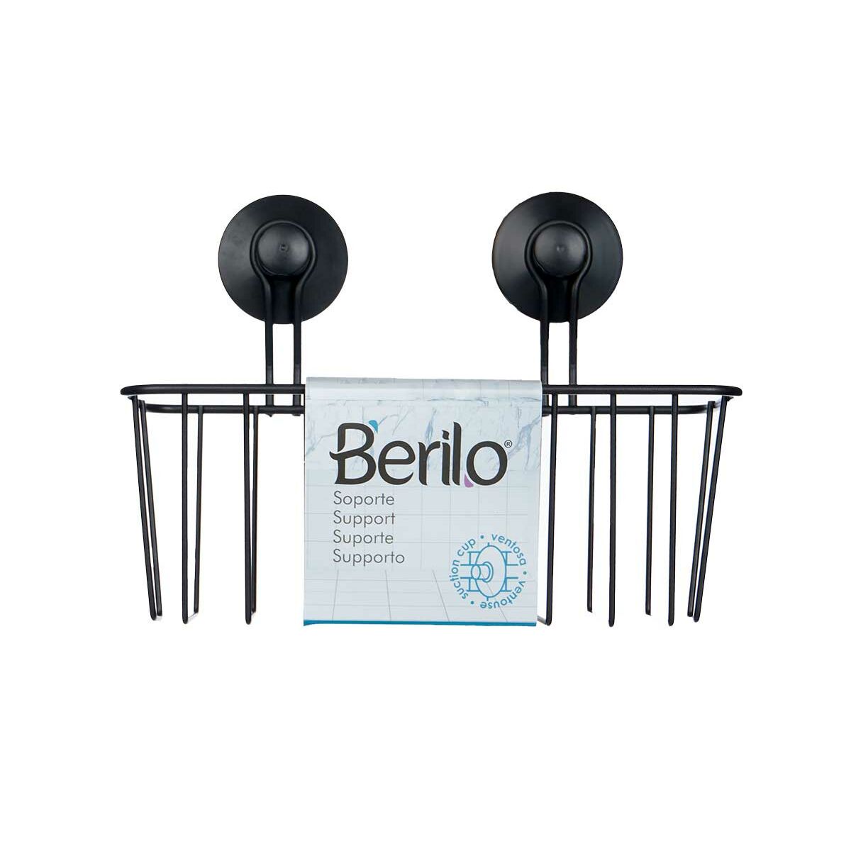 Supporto da Doccia Nero Acciaio ABS 24 x 18 x 10 cm (12 Unità)