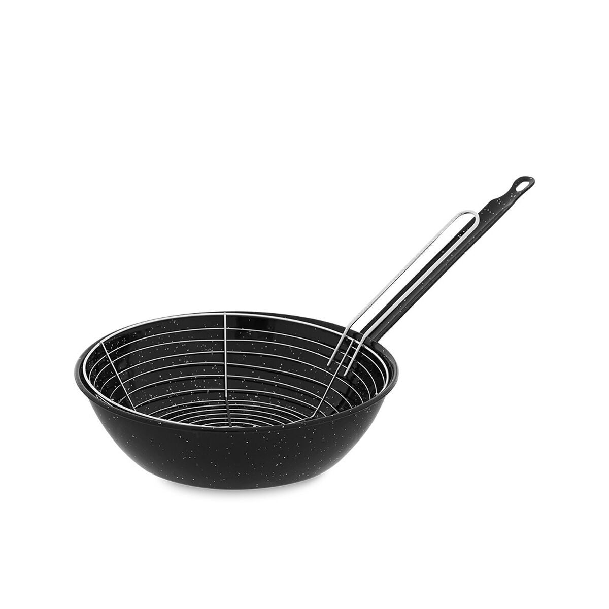 Padella per Friggere con Cestino Vaello Nero Acciaio Smaltato (Ø 24 cm)