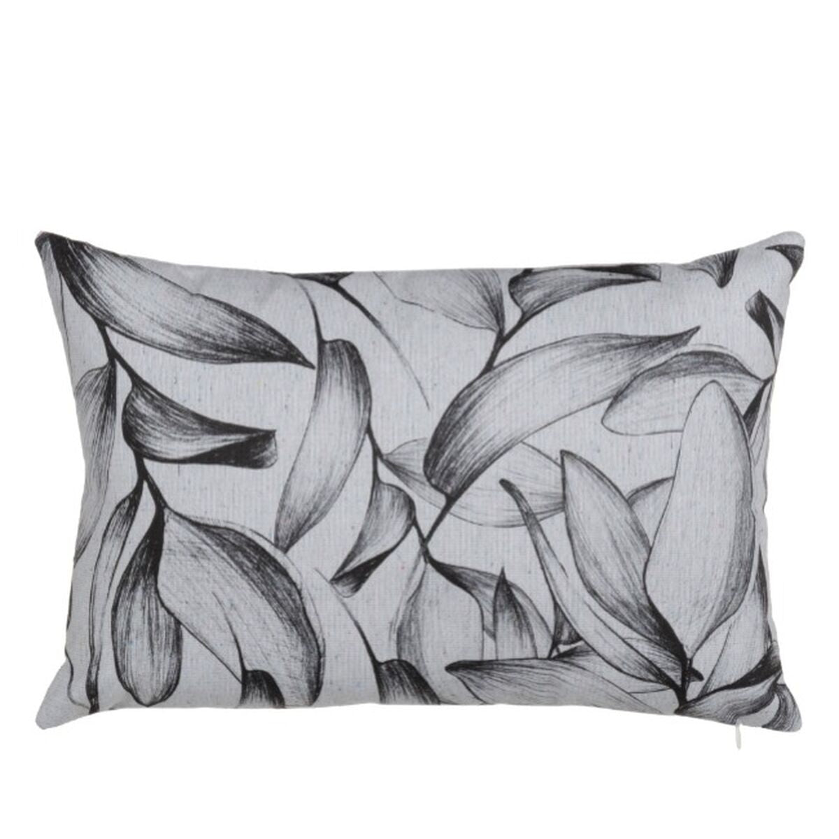 Cuscino Poliestere Cotone Bianco Nero Fogli 45 x 30 cm