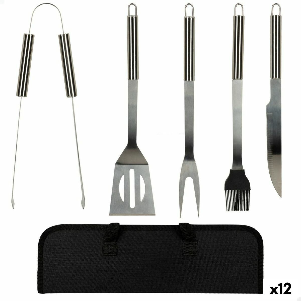 Utensili per barbecue Aktive 7,5 x 35 x 1,9 cm Acciaio inossidabile Silicone 12 Unità (5 Pezzi)