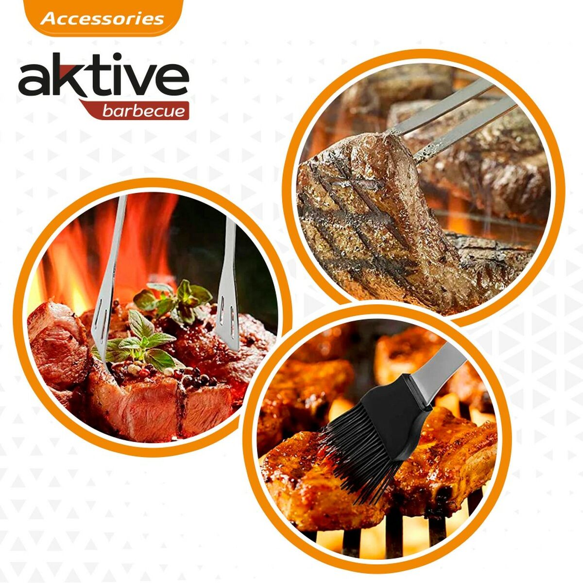 Utensili per barbecue Aktive 7,5 x 35 x 1,9 cm Acciaio inossidabile Silicone 12 Unità (5 Pezzi)