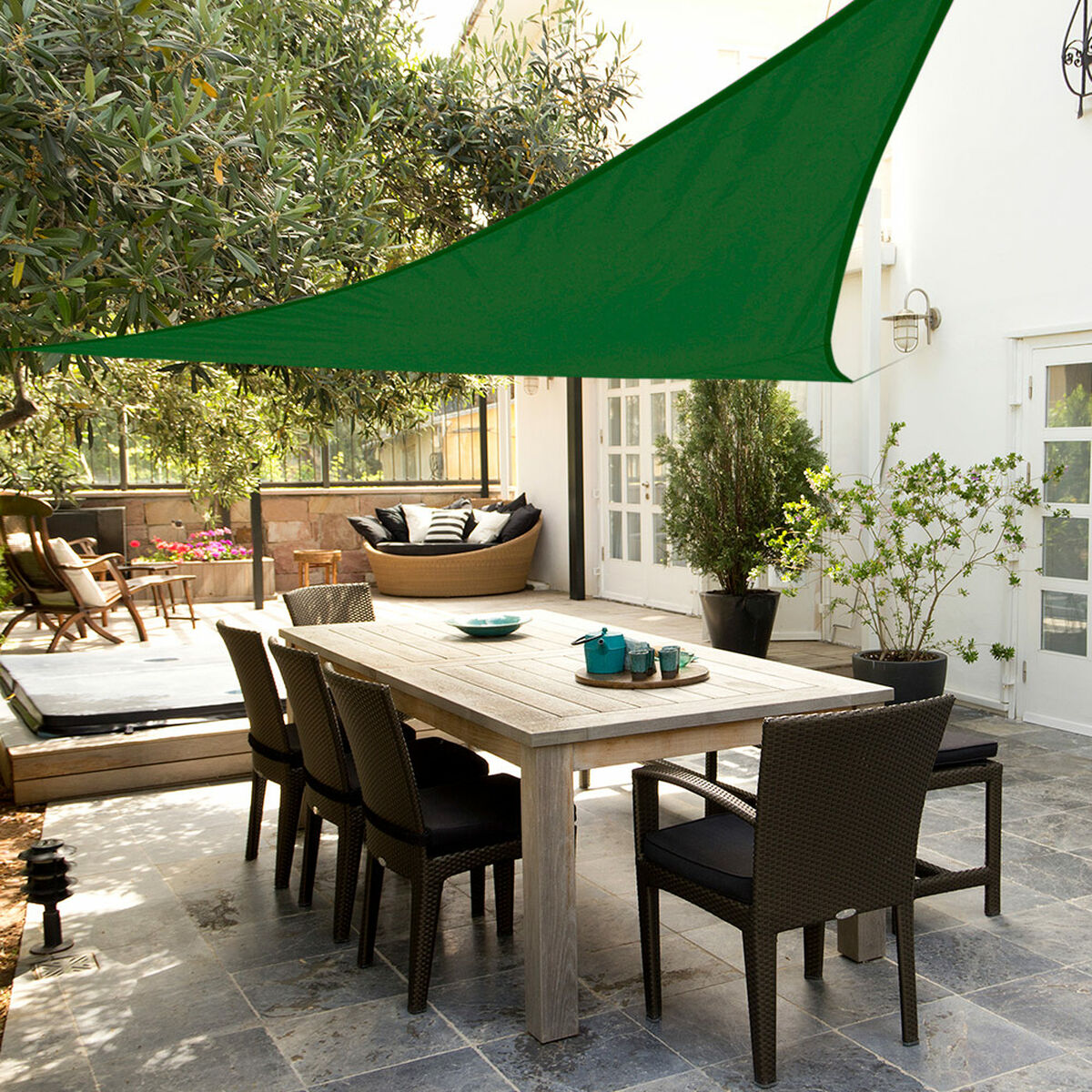 Tenda Aktive Triangolare 500 x 0,5 x 500 cm Poliestere Verde (4 Unità)