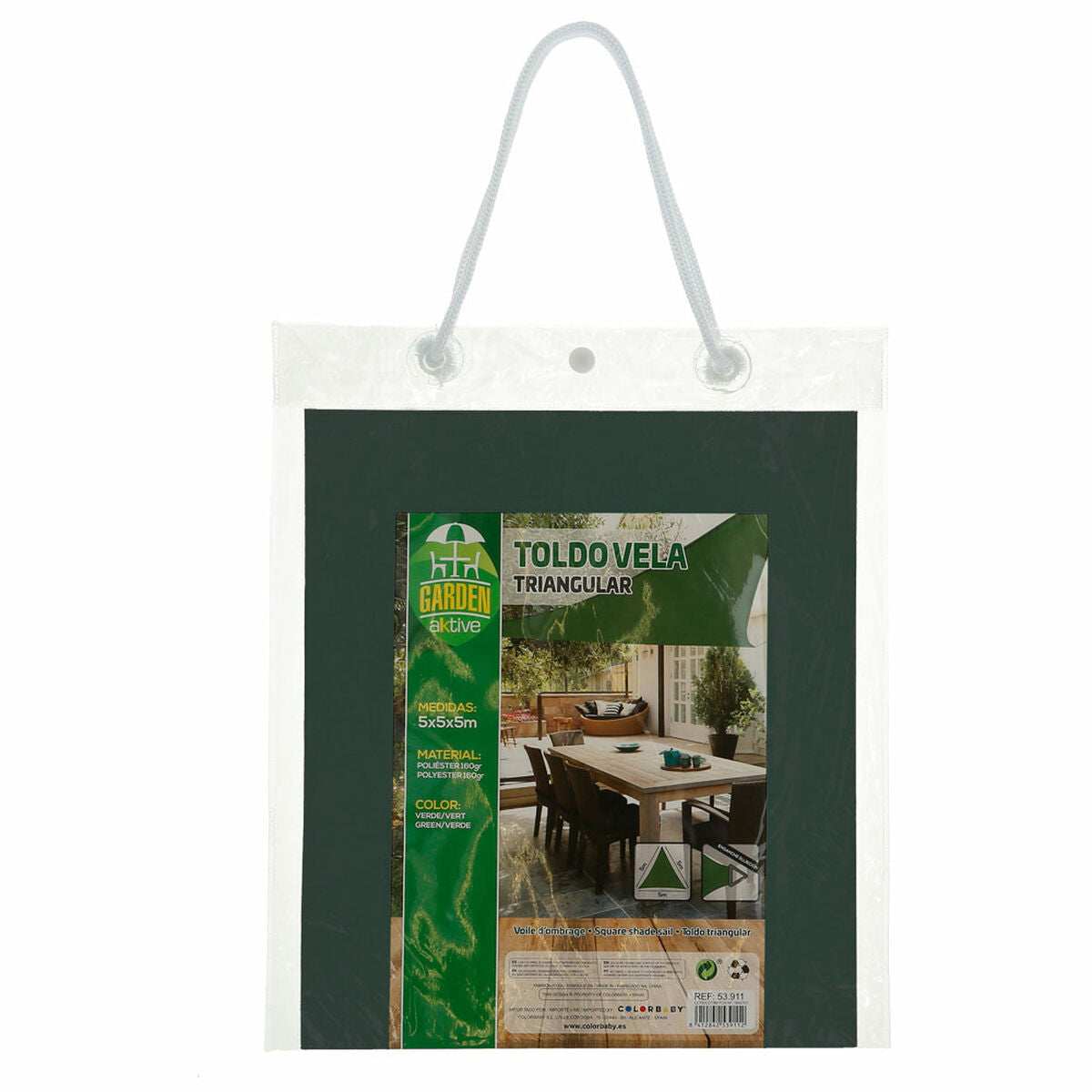 Tenda Aktive Triangolare 500 x 0,5 x 500 cm Poliestere Verde (4 Unità)