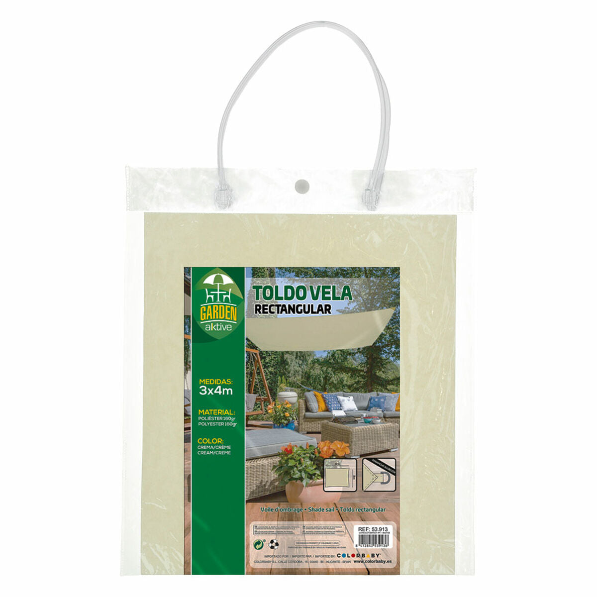 Tenda Aktive Triangolare 300 x 0,5 x 400 cm Poliestere Crema (4 Unità)