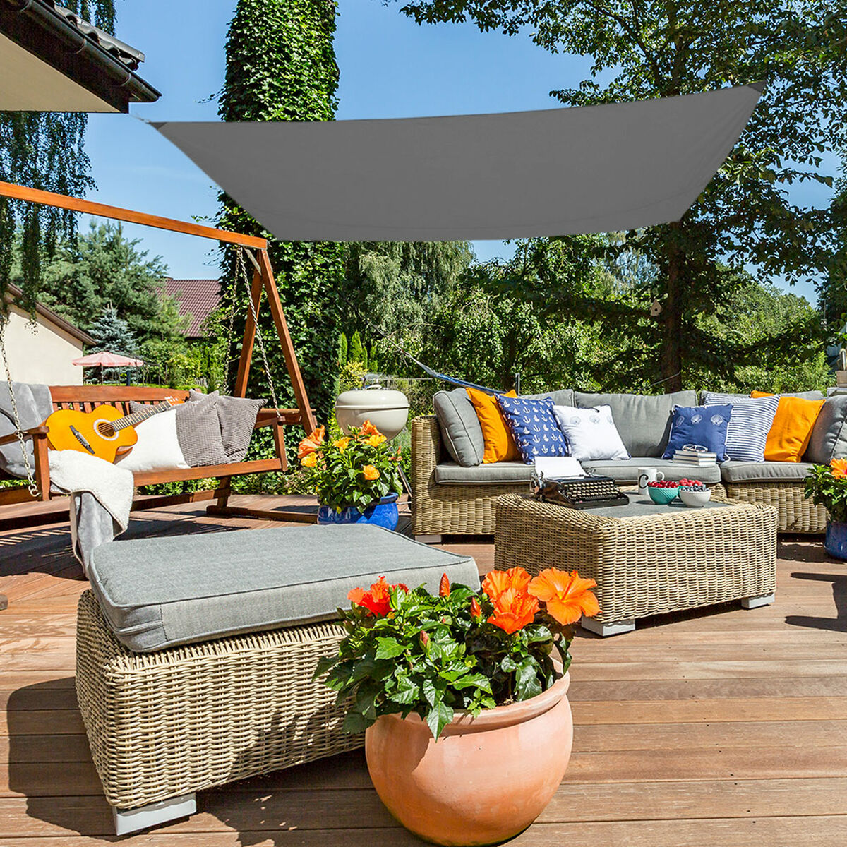 Tenda Aktive Triangolare 300 x 0,5 x 400 cm Grigio Poliestere (4 Unità)