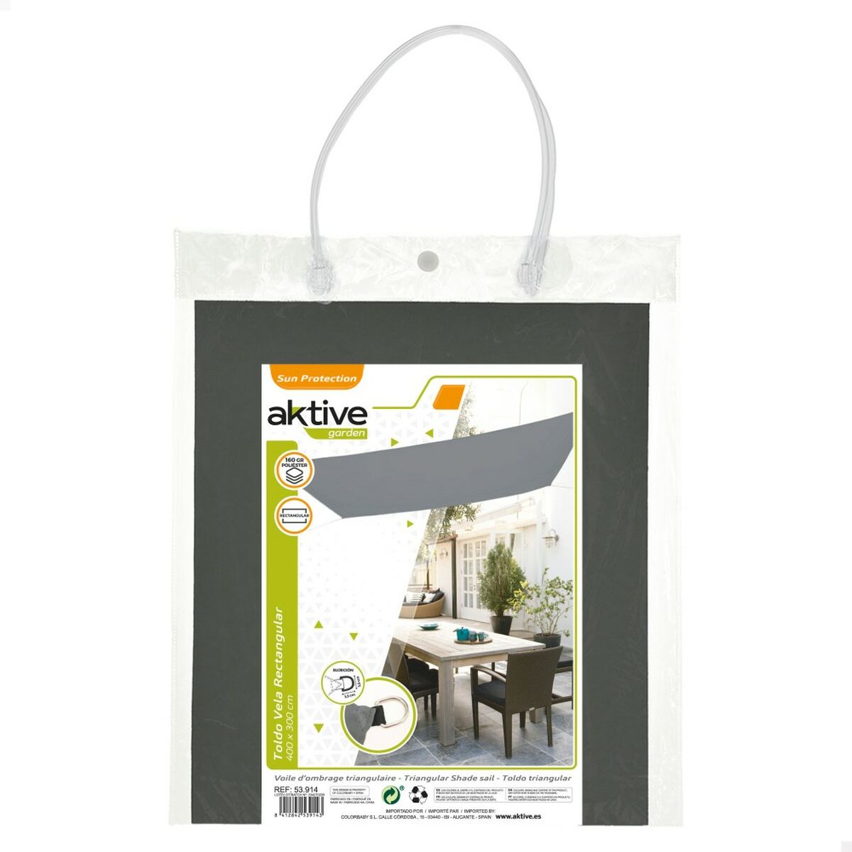 Tenda Aktive Triangolare 300 x 0,5 x 400 cm Grigio Poliestere (4 Unità)