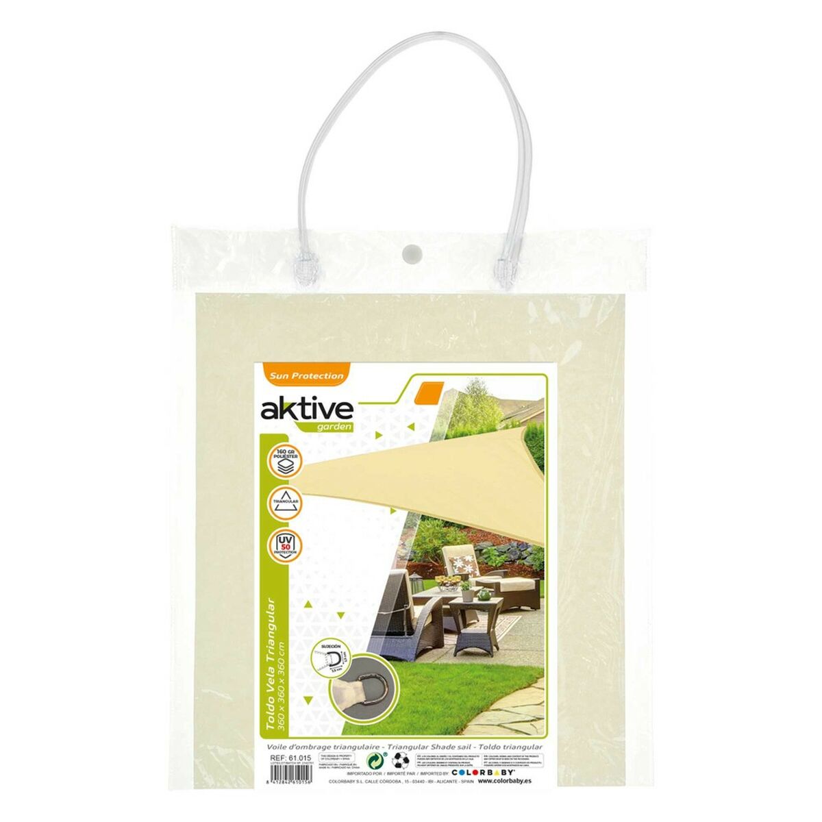 Tenda Aktive Triangolare 360 x 0,5 x 360 cm Poliestere Crema (4 Unità)