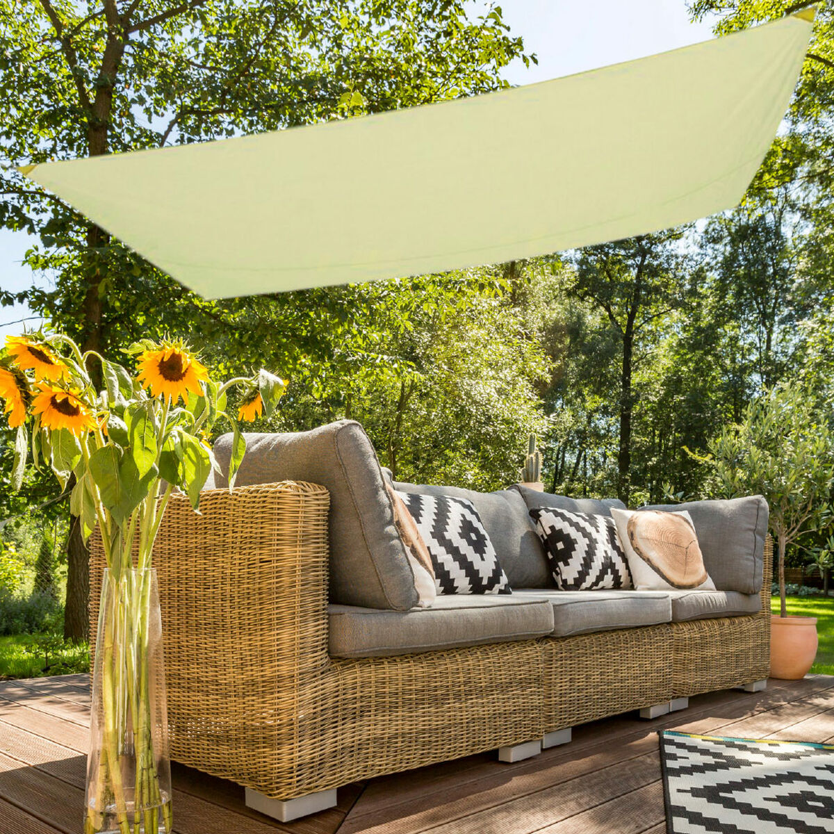 Tenda Aktive Triangolare 200 x 0,5 x 300 cm Poliestere Crema (4 Unità)