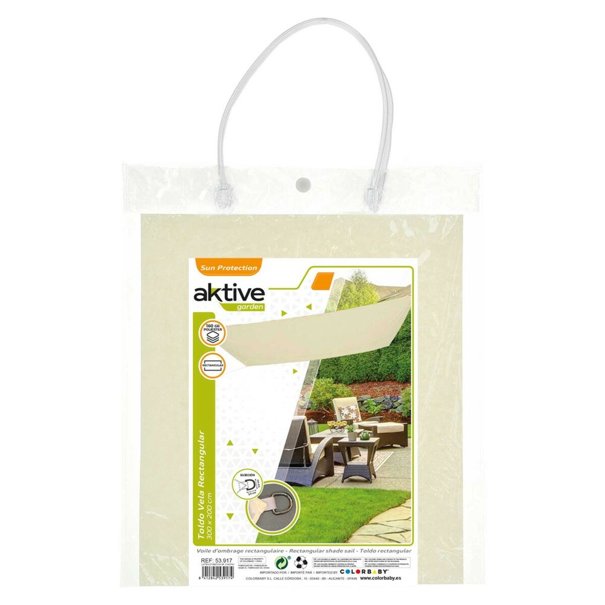 Tenda Aktive Triangolare 200 x 0,5 x 300 cm Poliestere Crema (4 Unità)