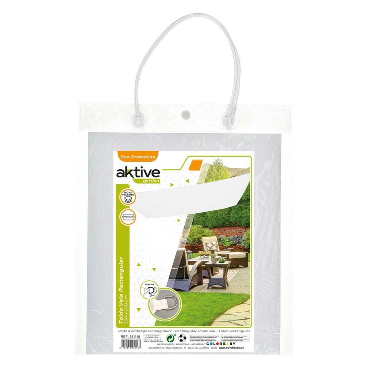 Tenda Aktive Triangolare 200 x 0,5 x 300 cm Poliestere Bianco (4 Unità)