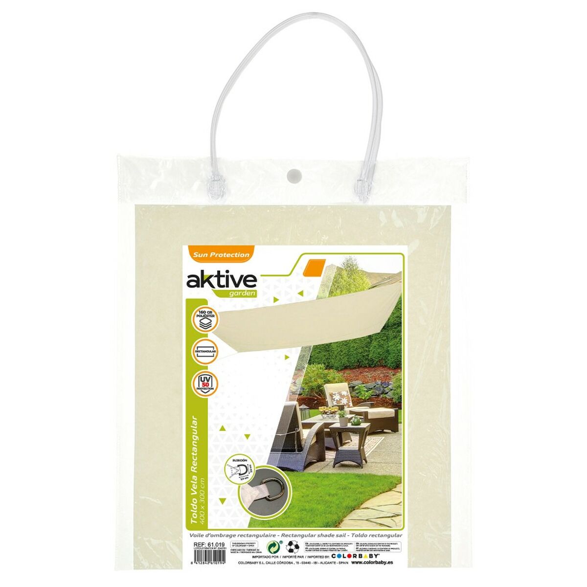 Tenda Aktive Triangolare 300 x 400 cm Poliestere Crema (4 Unità)