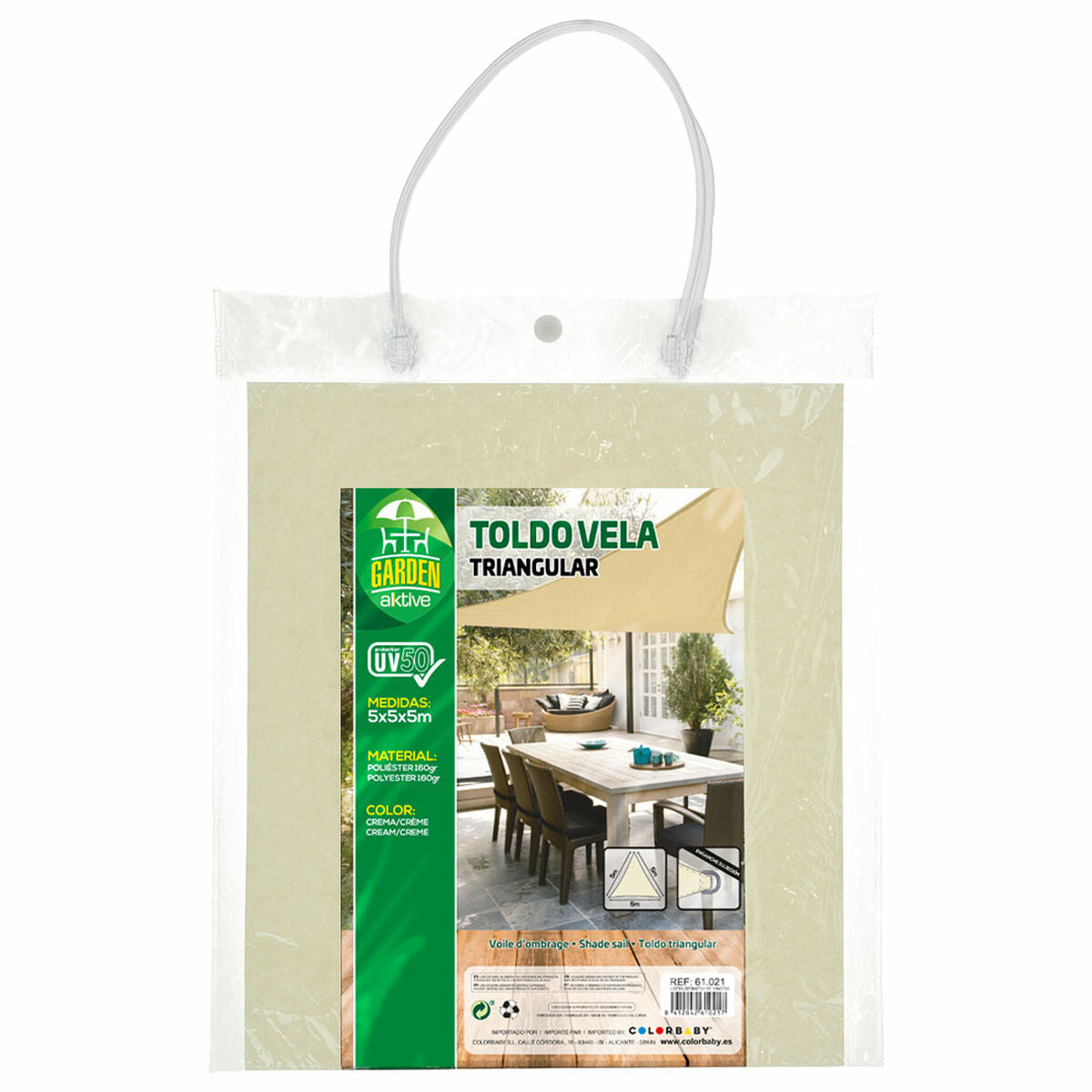 Tenda Aktive Triangolare 500 x 500 cm Poliestere Crema (4 Unità)