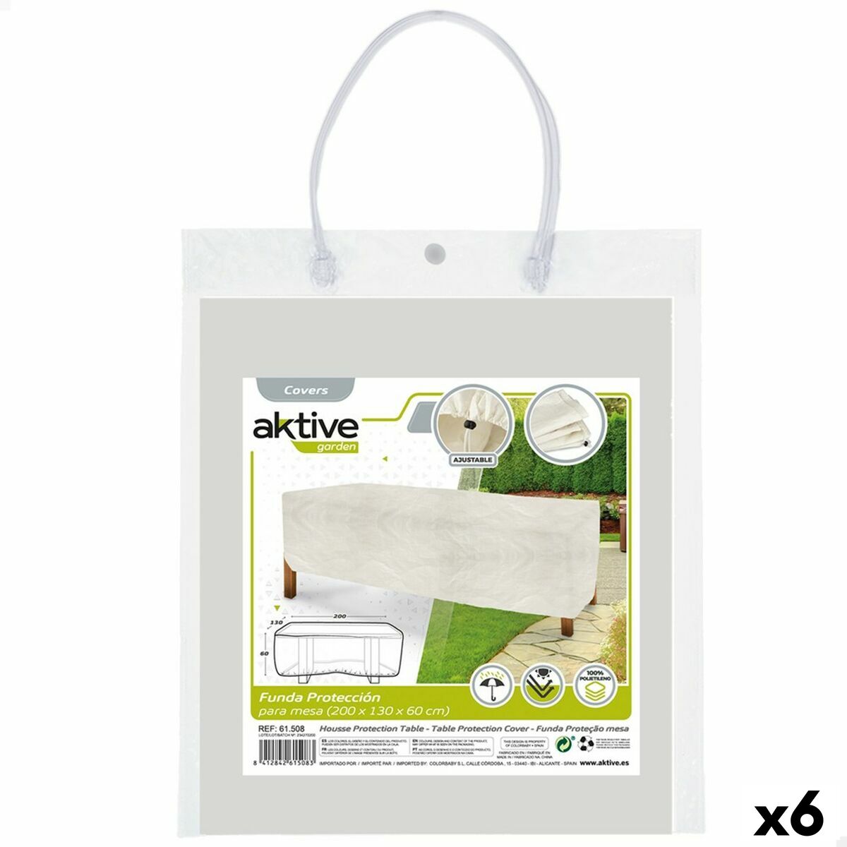 Custodia Protettrice Aktive Tavoli 200 x 60 x 130 cm Polietilene (6 Unità)