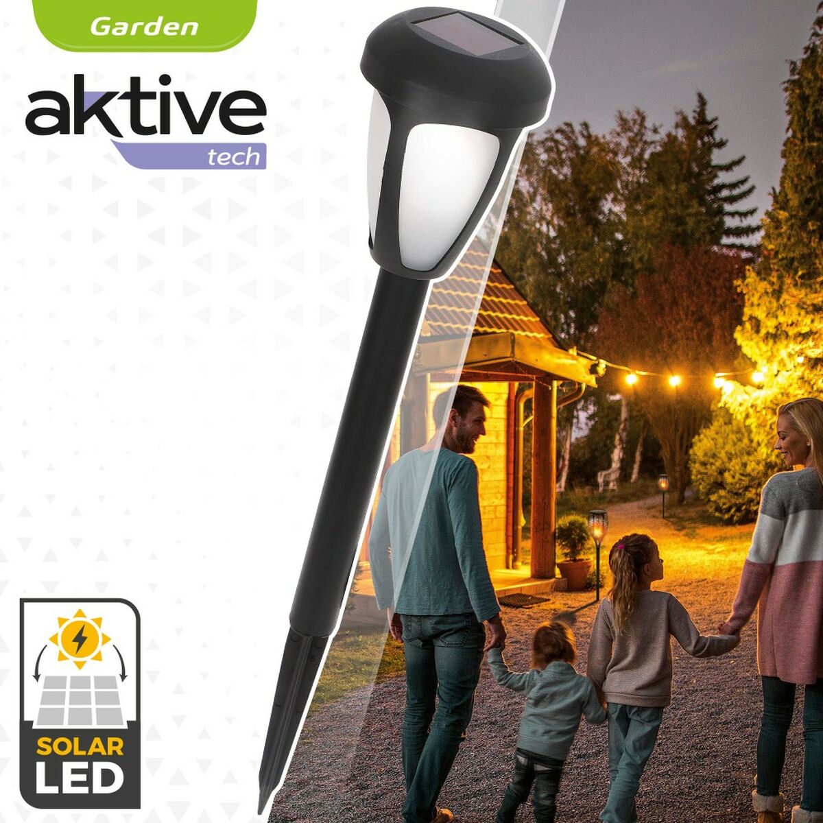 Set di picchetti solari da giardino Aktive 12 Pezzi Plastica 7 x 37 x 7 cm (24 Unità)
