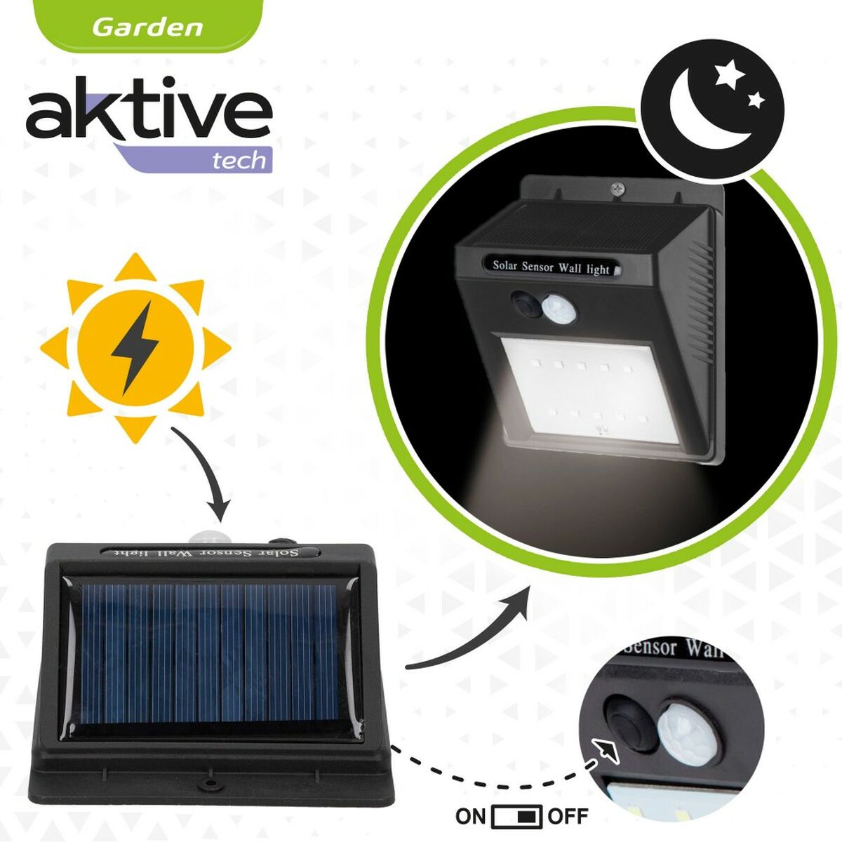 Luce solare Aktive Plastica 9 x 12 x 5 cm (6 Unità)