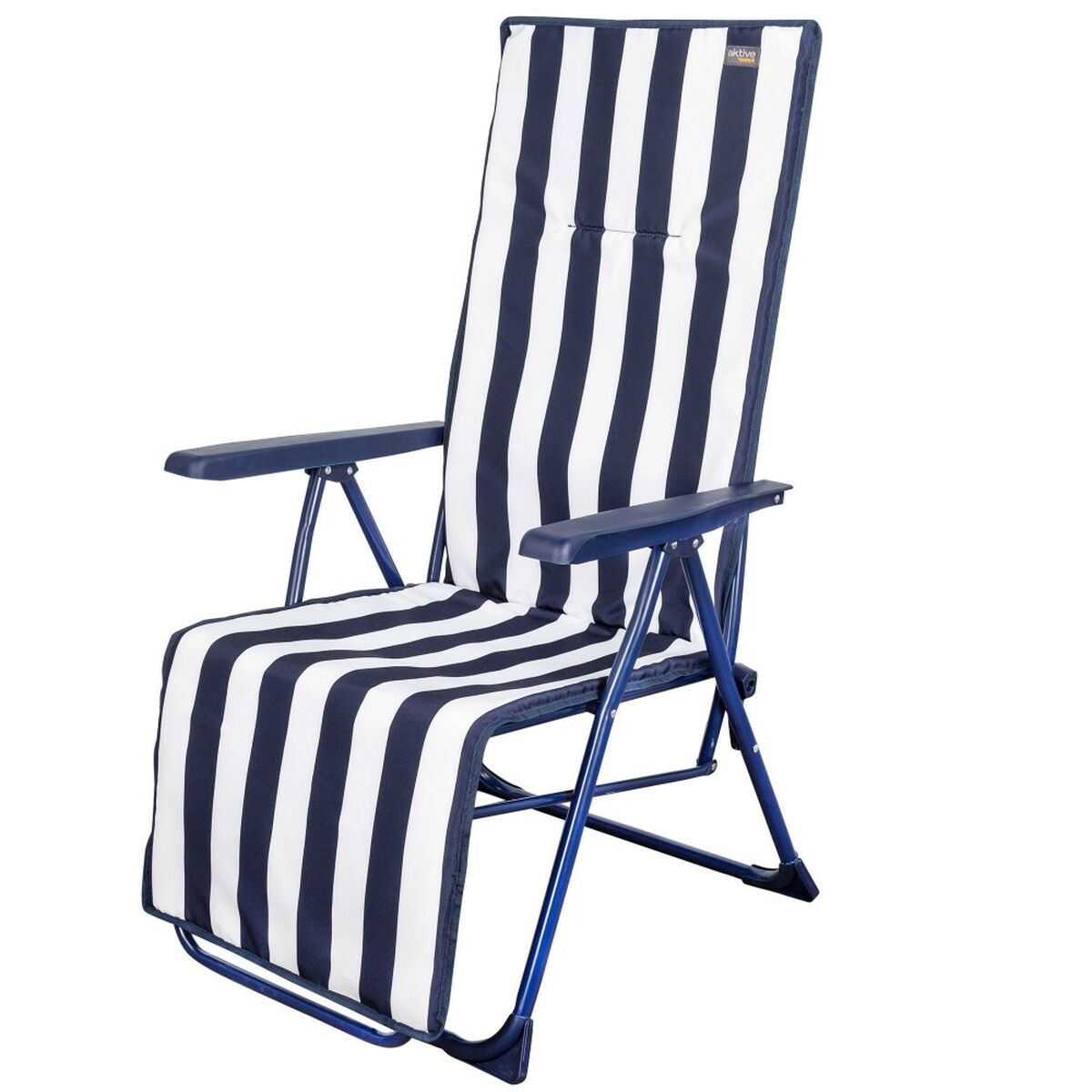 Lettino prendisole Aktive Bianco Blu Marino Reclinabile A strisce 147 x 70 x 48 cm (2 Unità)