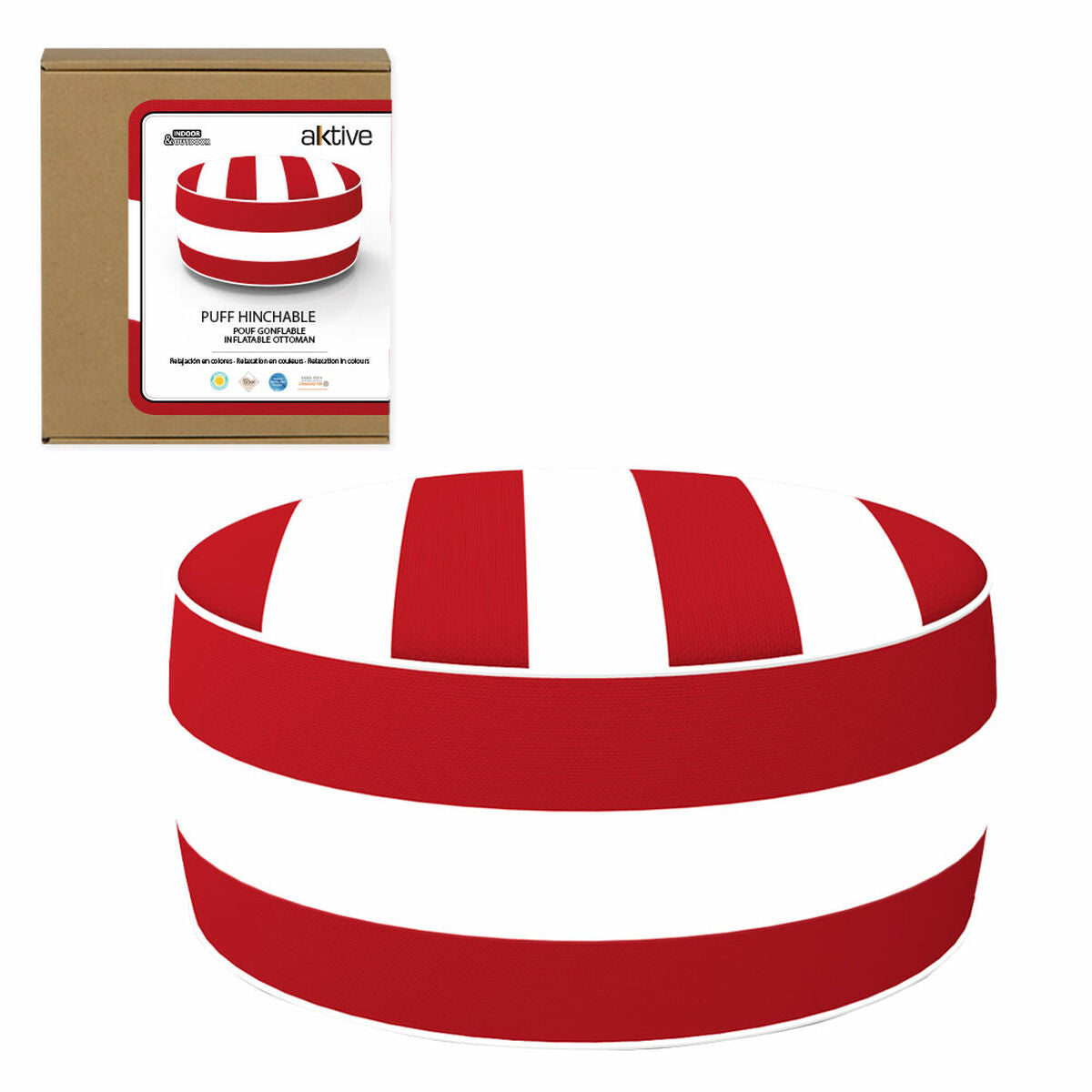 Pouf Gonfiabile Aktive A strisce 53 x 23 x 53 cm Coloniale (4 Unità)