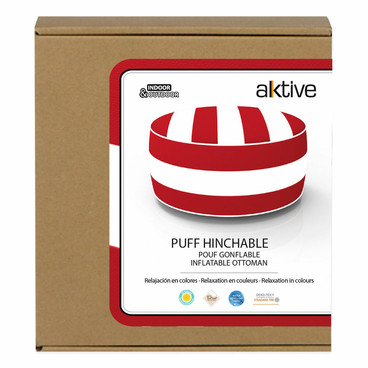 Pouf Gonfiabile Aktive A strisce 53 x 23 x 53 cm Coloniale (4 Unità)