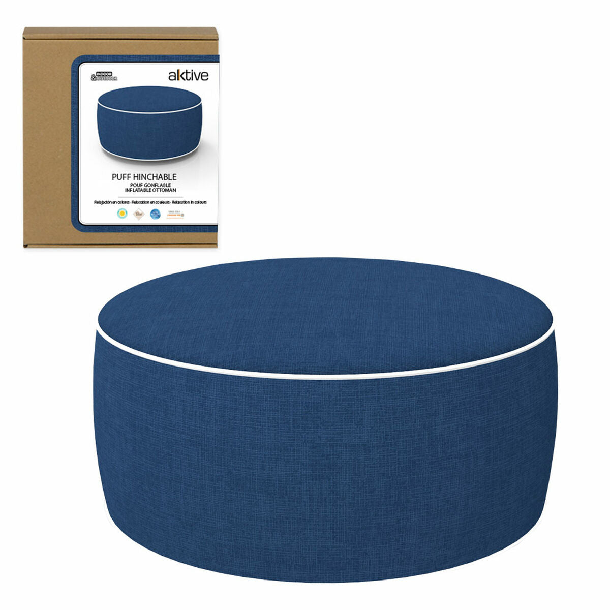 Pouf Gonfiabile Aktive Blu Marino 53 x 23 x 53 cm Classico (4 Unità)