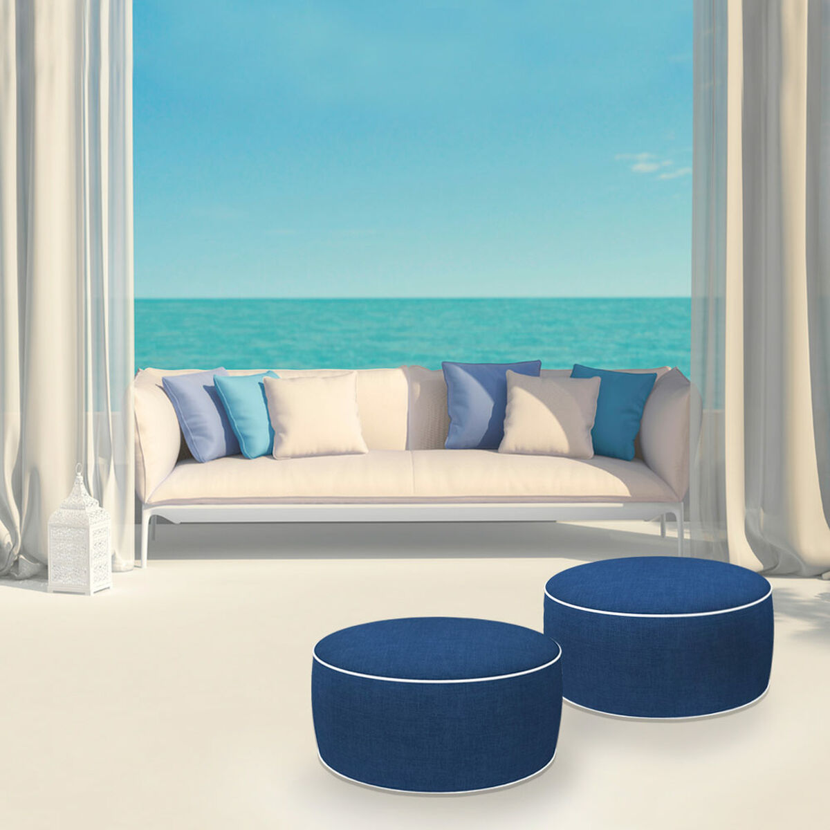 Pouf Gonfiabile Aktive Blu Marino 53 x 23 x 53 cm Classico (4 Unità)