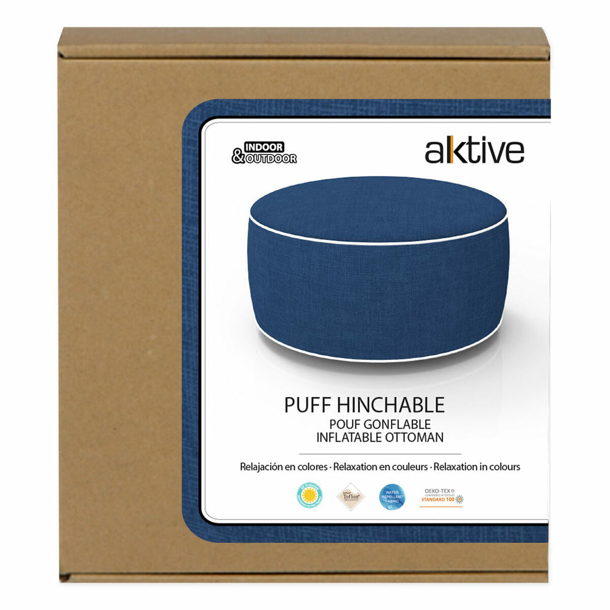 Pouf Gonfiabile Aktive Blu Marino 53 x 23 x 53 cm Classico (4 Unità)