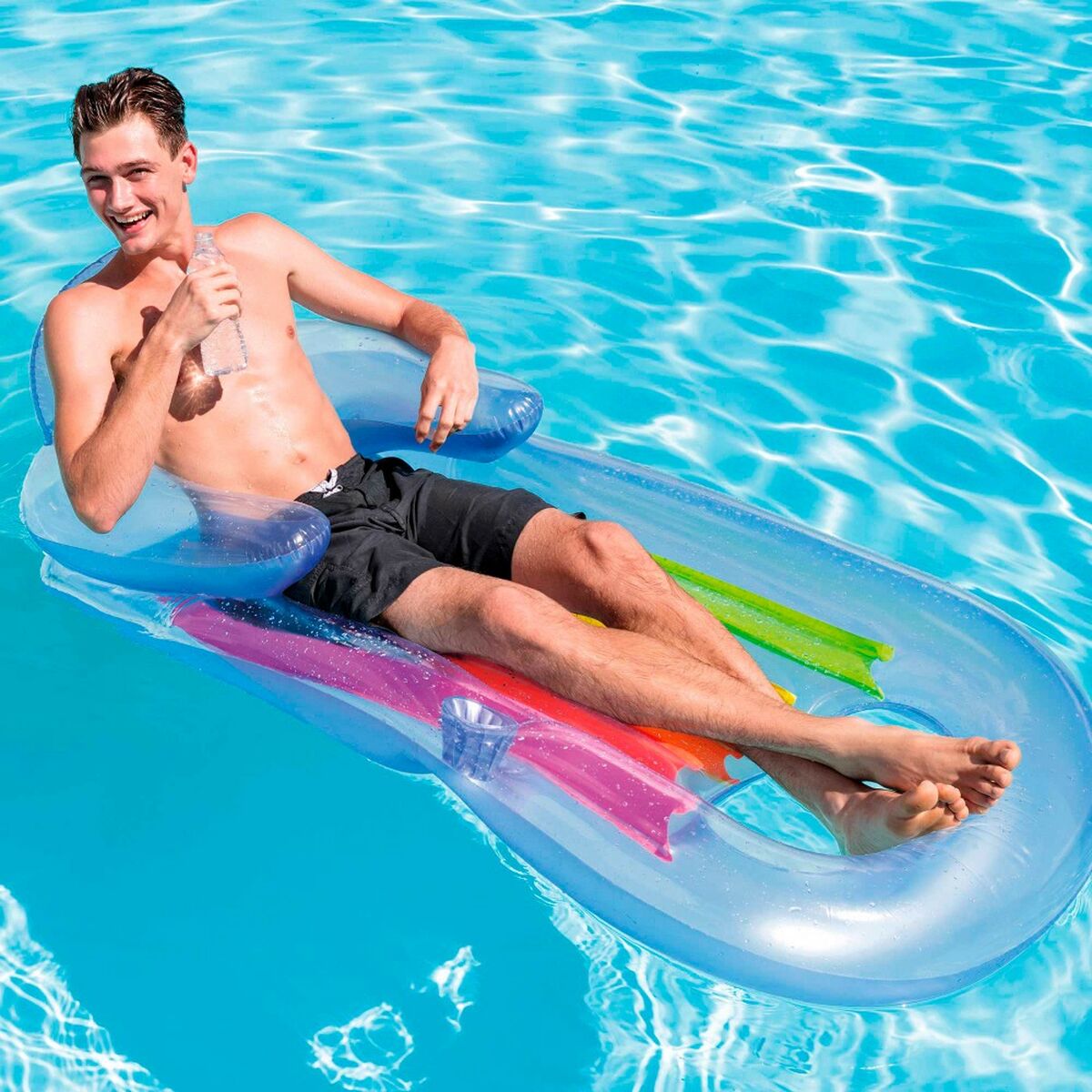 Poltrona Gonfiabile da Piscina Intex Arcobaleno 160 x 53 x 85 cm (6 Unità)