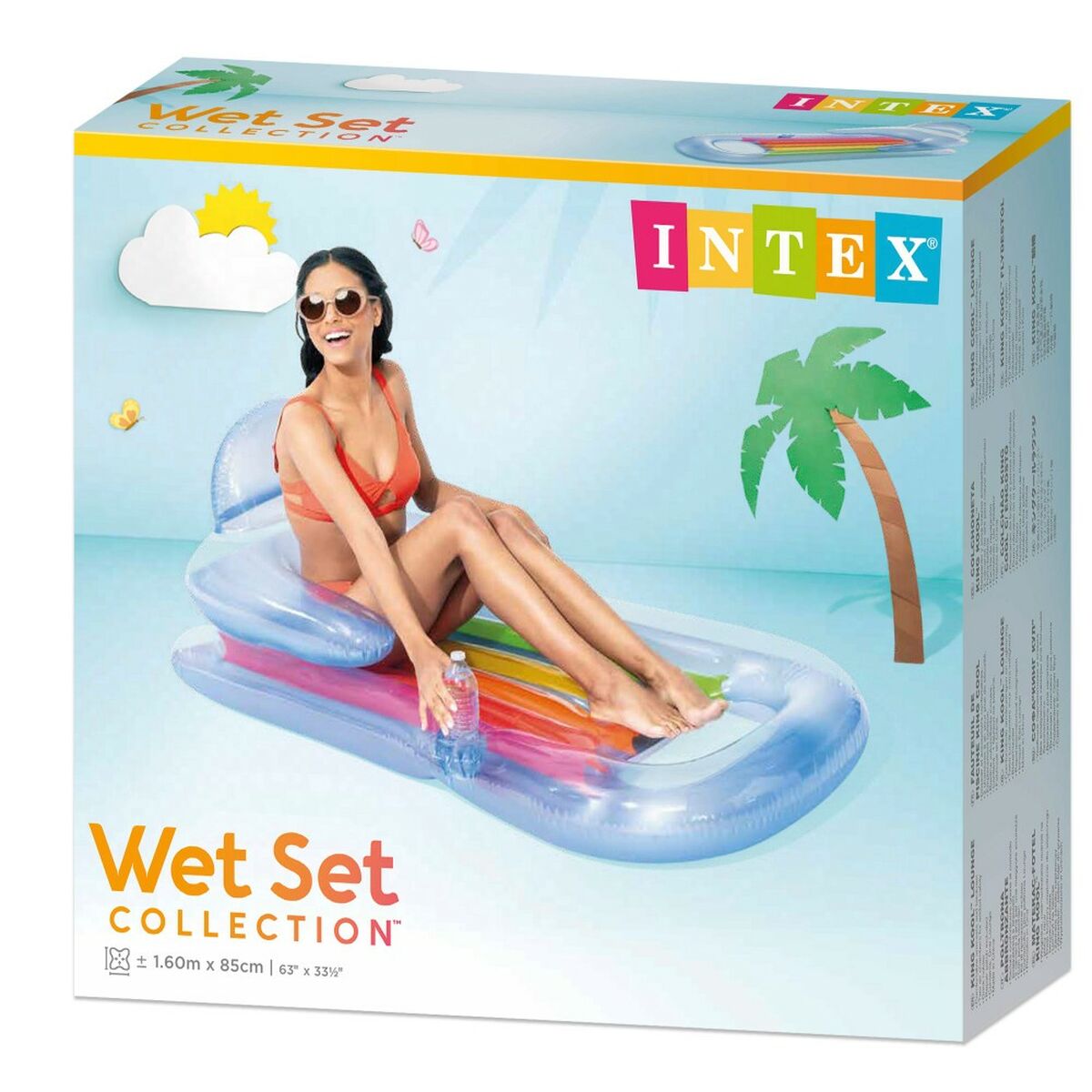 Poltrona Gonfiabile da Piscina Intex Arcobaleno 160 x 53 x 85 cm (6 Unità)