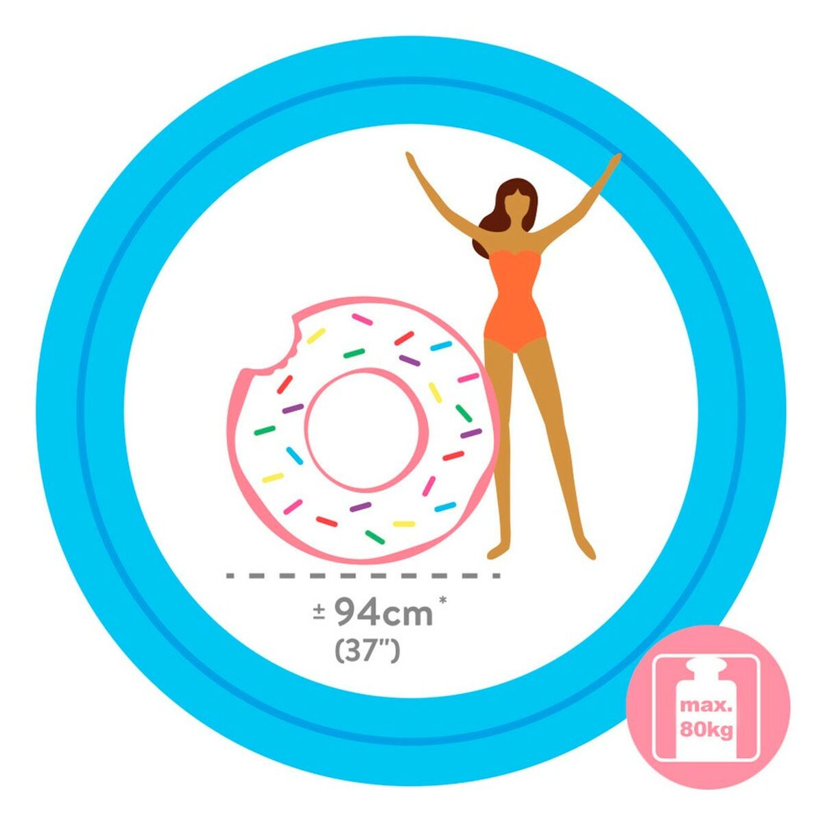 Ruota Gonfiabile Intex Ciambella Rosa 107 x 99 x 23 cm (12 Unità)