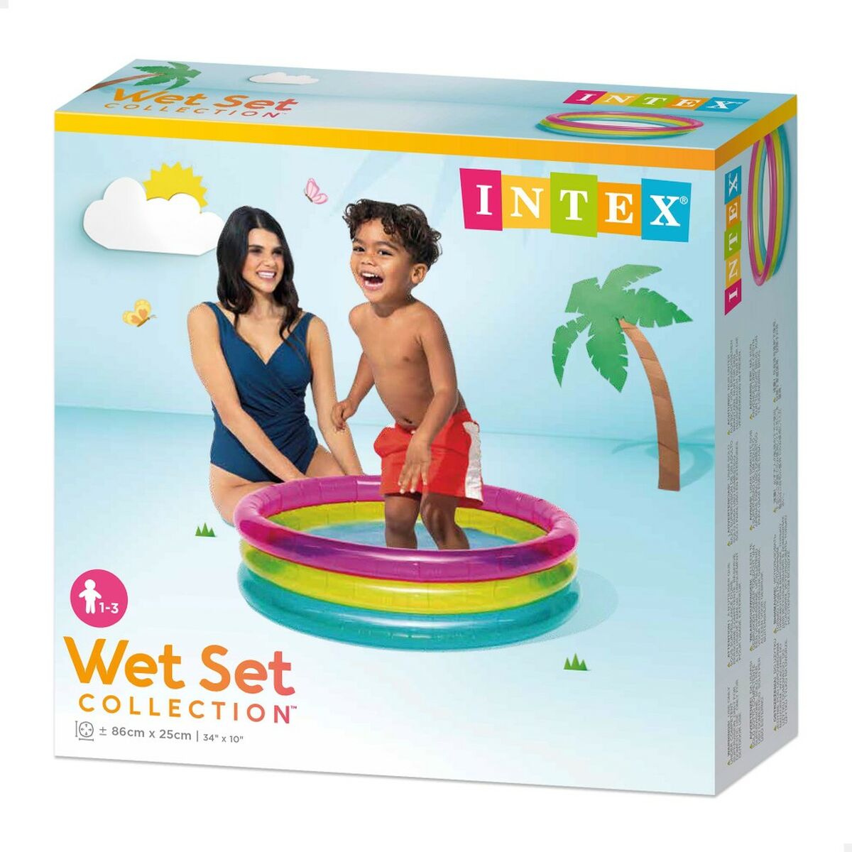 Piscina Gonfiabile per Bambini Intex Anelli Arcobaleno 86 x 25 x 86 cm 63 L (12 Unità)