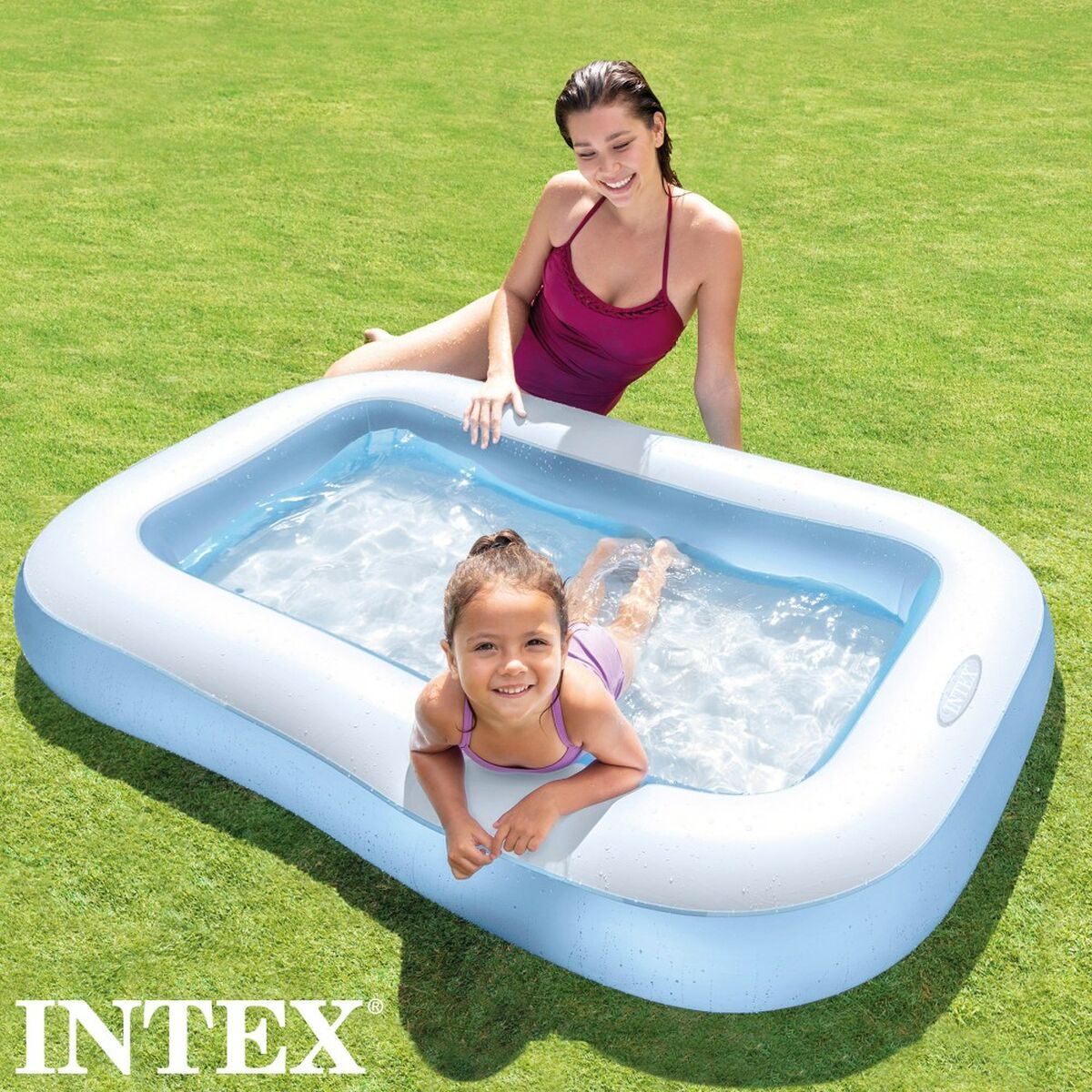 Piscina Gonfiabile per Bambini Intex Rettangolare Azzurro Bianco 166 x 25 x 100 cm 90 L (6 Unità)