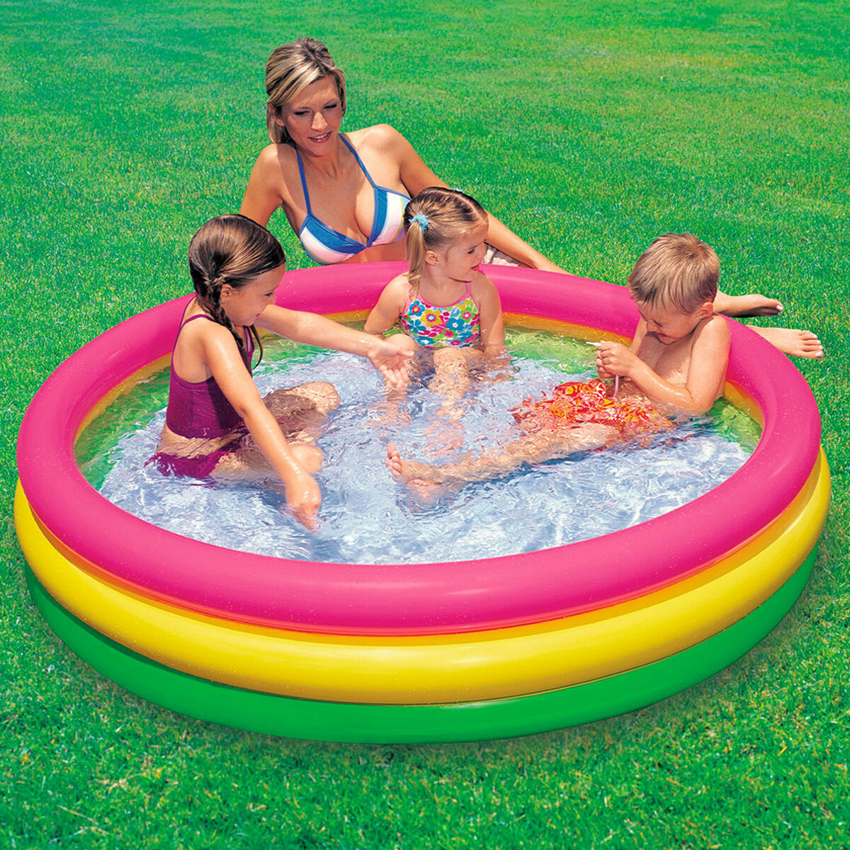 Piscina Gonfiabile per Bambini Intex Sunset Anelli 114 x 25 x 114 cm 131 L (6 Unità)