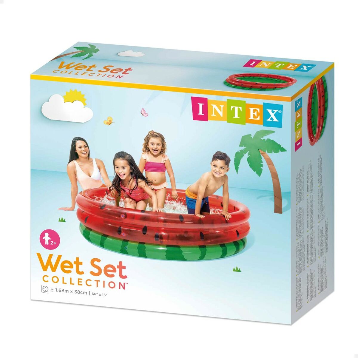 Piscina Gonfiabile per Bambini Intex Anguria Anelli 168 x 38 x 168 cm 581 L (6 Unità)