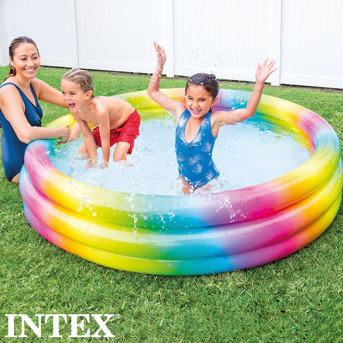 Piscina Gonfiabile per Bambini Intex Multicolore Anelli 168 x 38 x 168 cm 581 L (6 Unità)