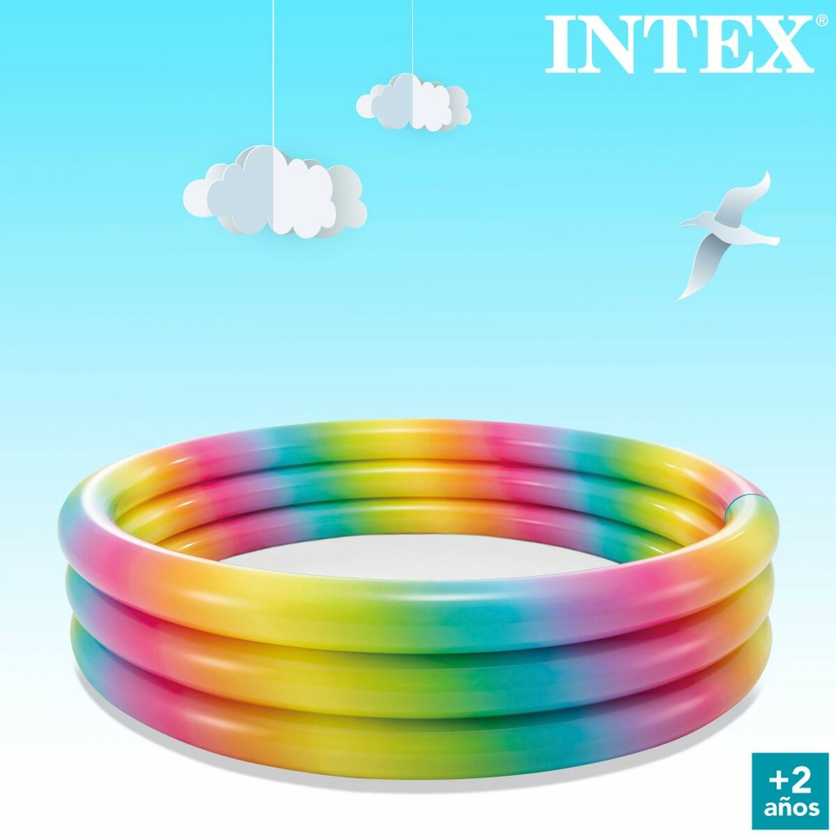 Piscina Gonfiabile per Bambini Intex Multicolore Anelli 168 x 38 x 168 cm 581 L (6 Unità)