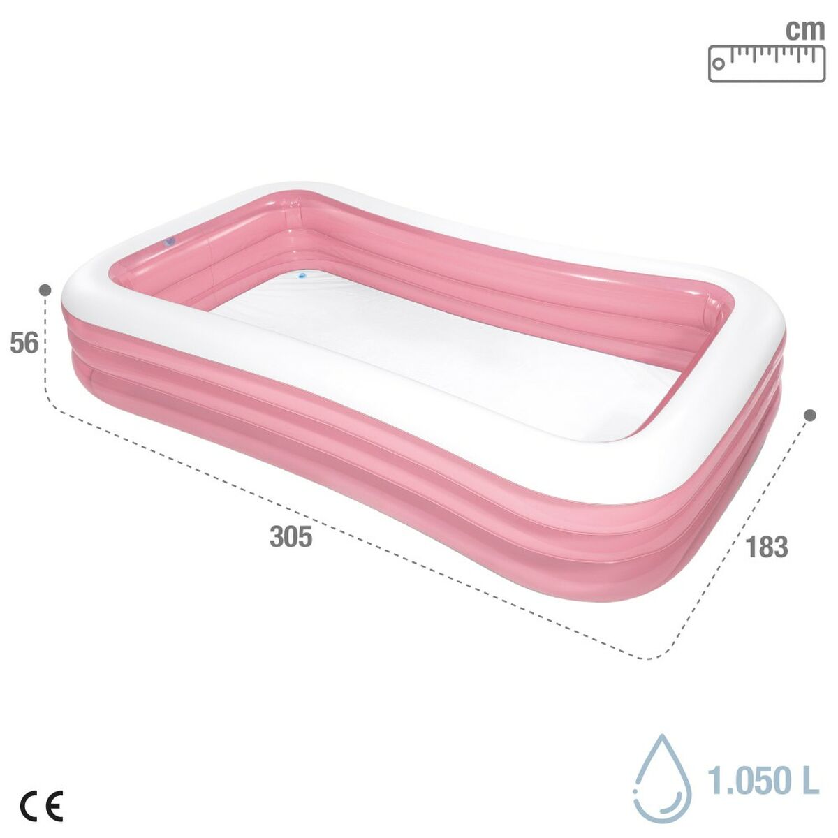 Piscina Gonfiabile per Bambini Intex Rosa 1050 L 305 x 56 x 183 cm (2 Unità)